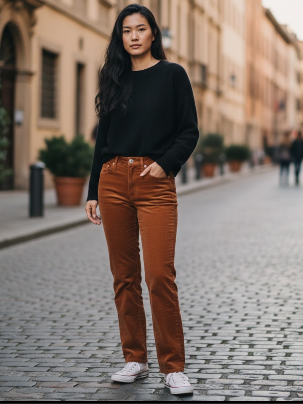 J. Crew Straight Leg Corduroy Pants in Rust Brown